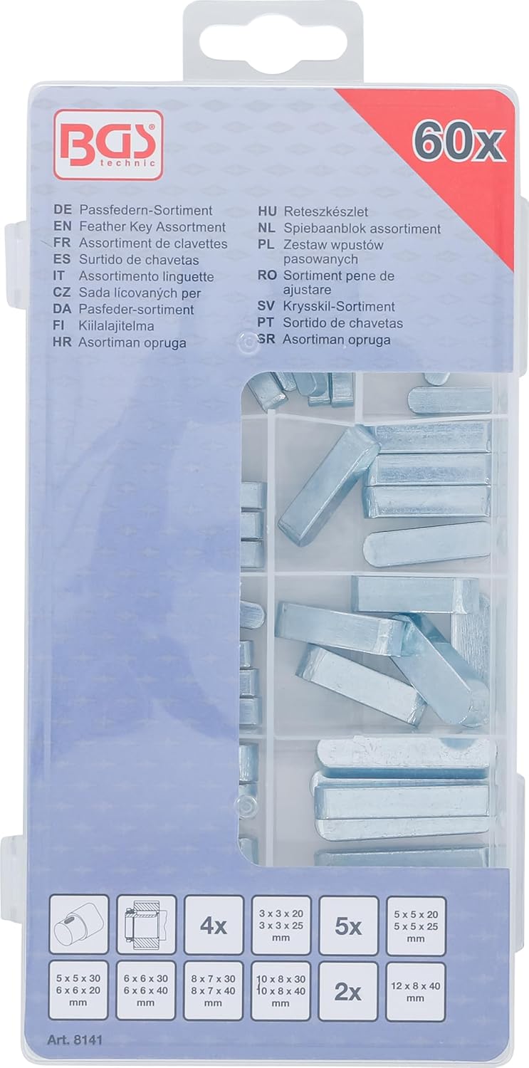 Assortiment de 60 Clavettes droites / parallèles BGS 8141