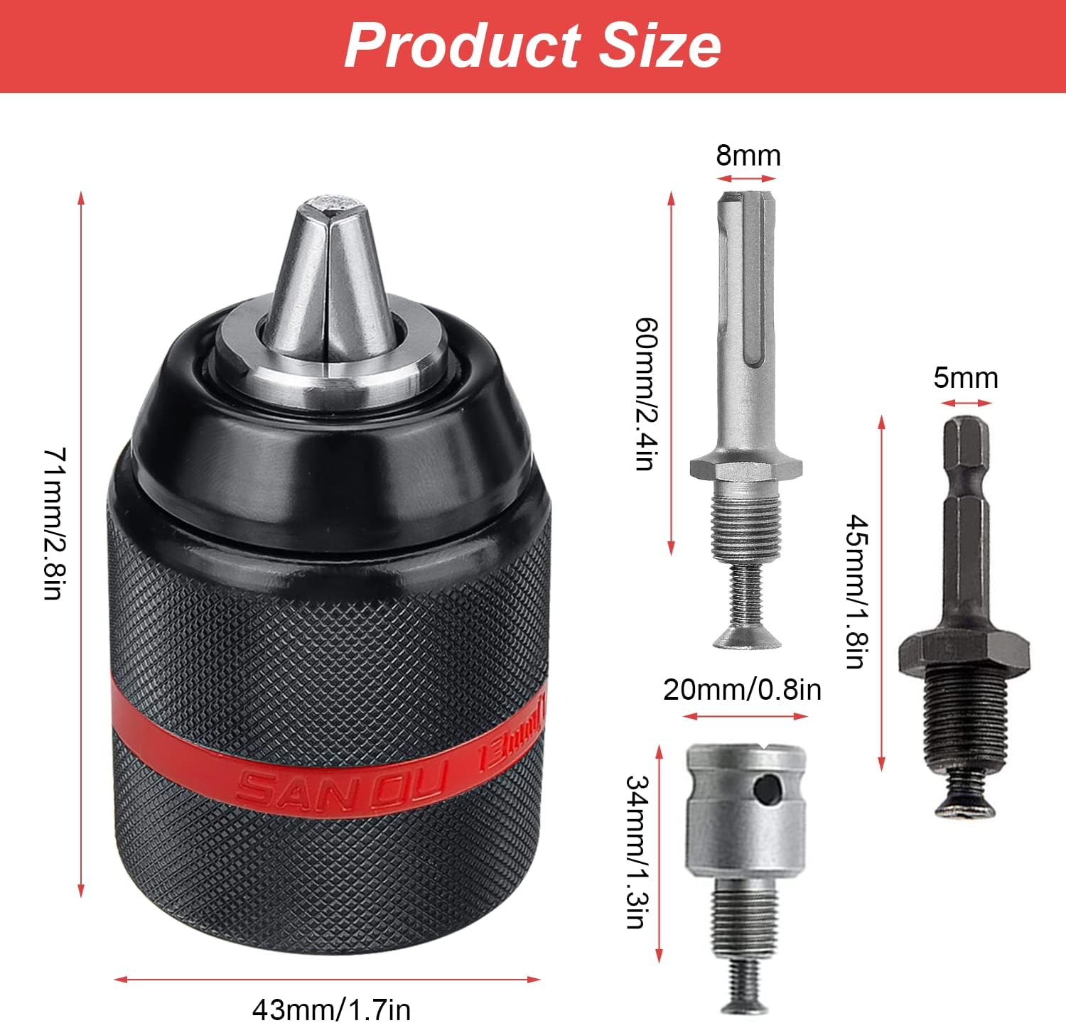Mandrin de perceuse auto-serrant 1,5 à 13 mm
