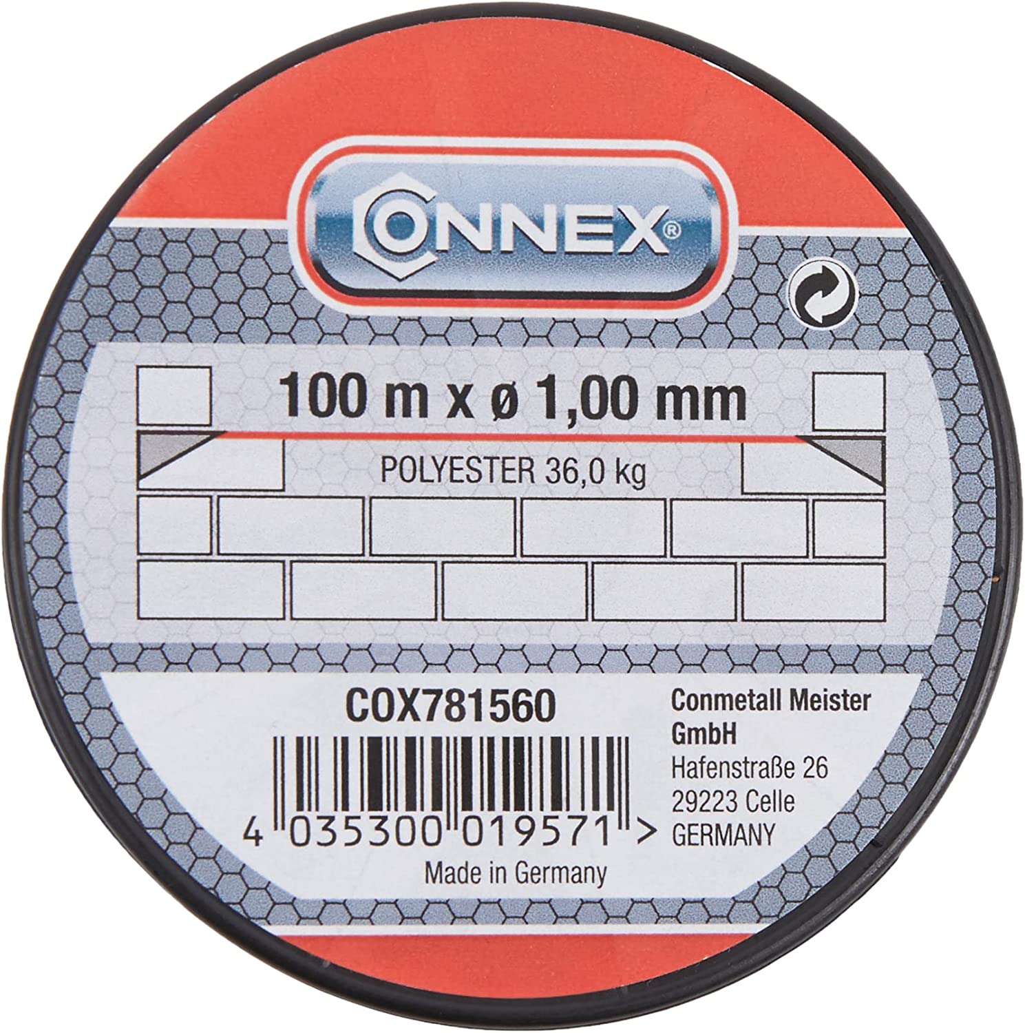  Connex COX781560 Cordeau de maçon 100 m Max 30 kg 1 mm Vert 