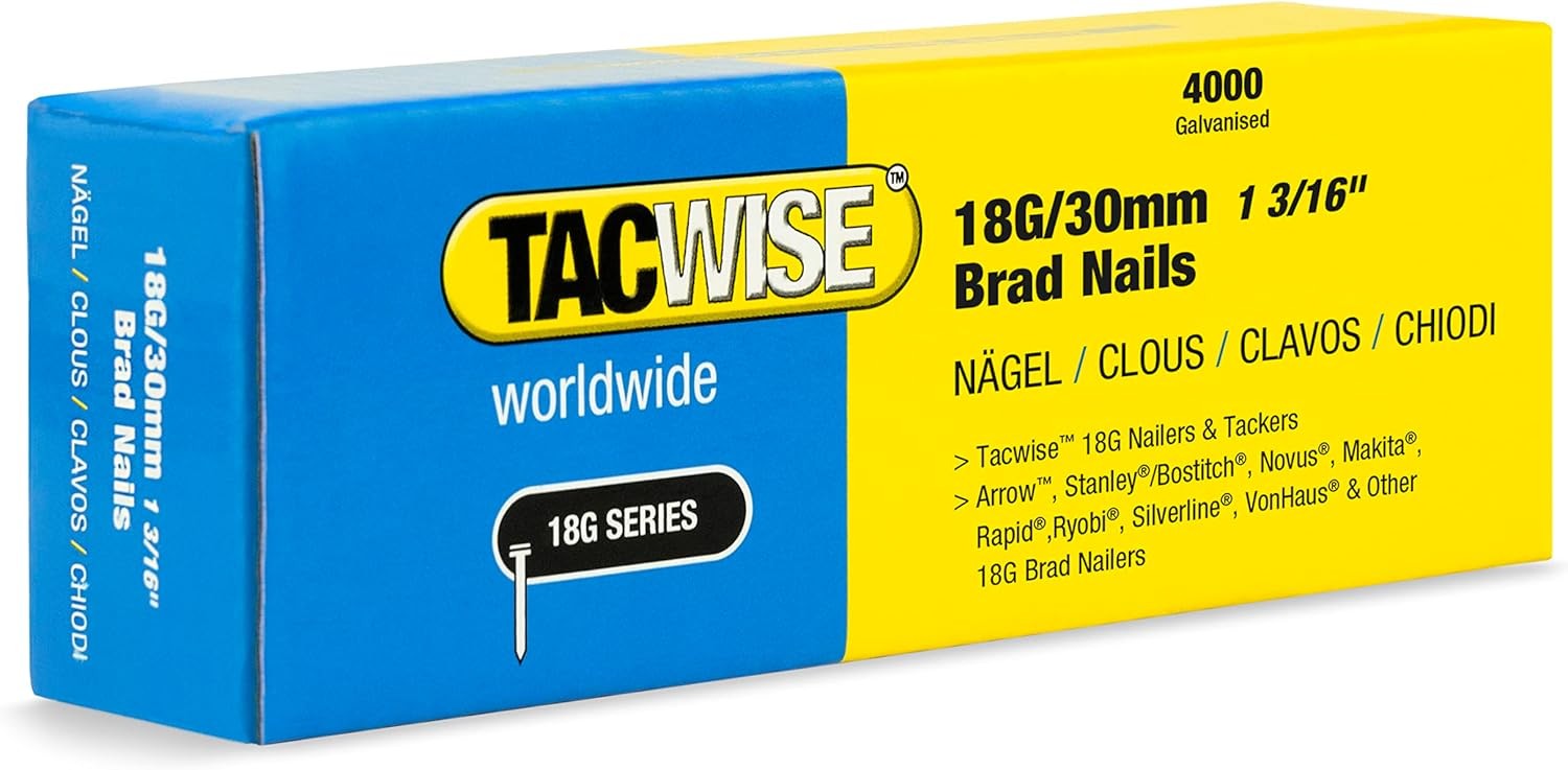 Pointes brad galvanisées Type 18G 30 mm Tacwise - Boîte de 4000