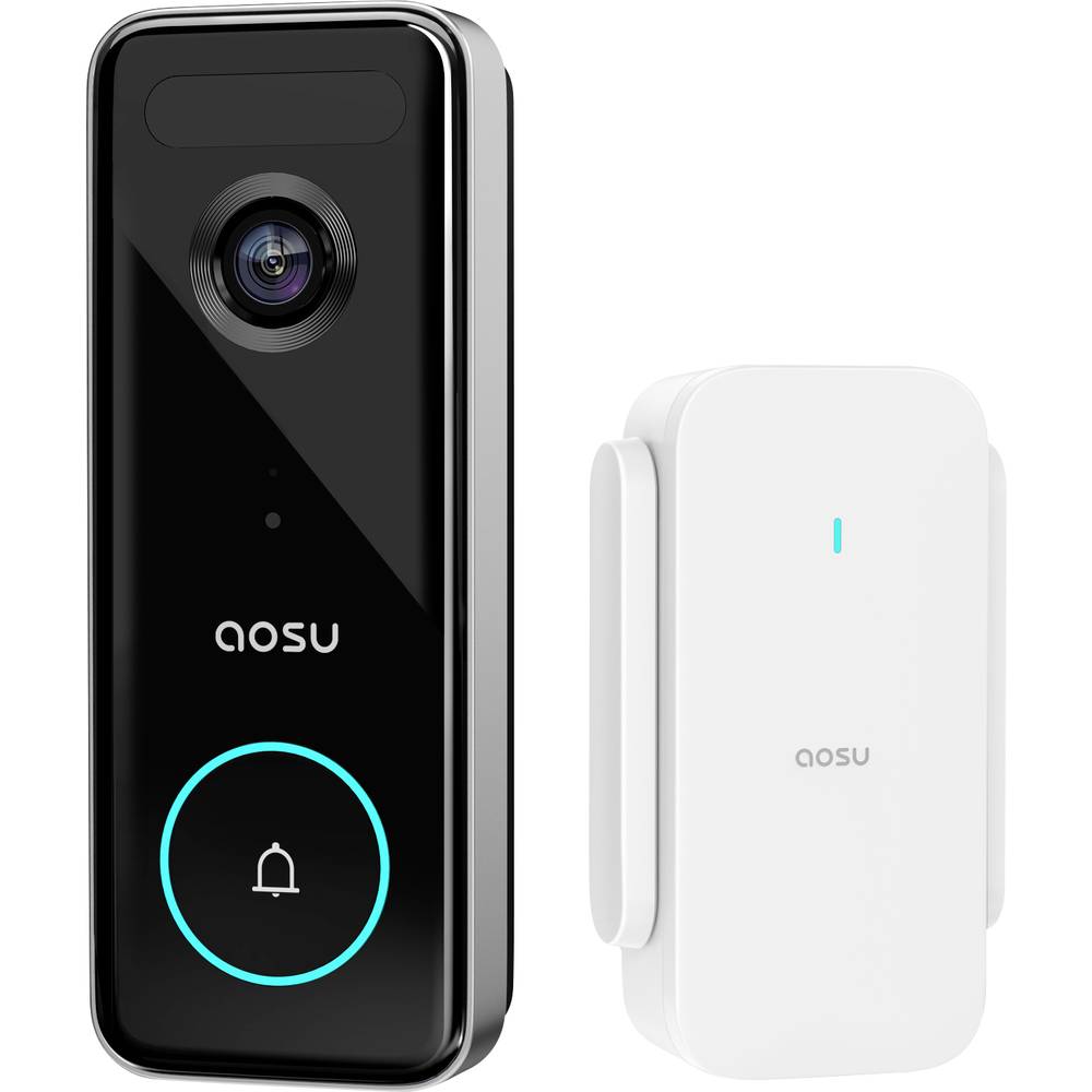 Aosu Sonnette sans Fil avec Caméra HD 5MP, Exterieur Etanche avec Pile, Sonnettes Vidéo avec Radar et PIR Détection, Wi-FI 5/2,4