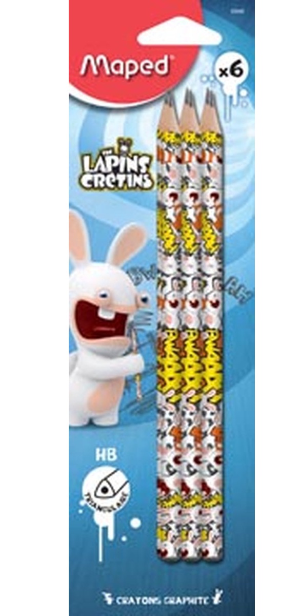 Maped 850045/m85055 Motif de 6 Crayon crétins avec gomme, carte blister 