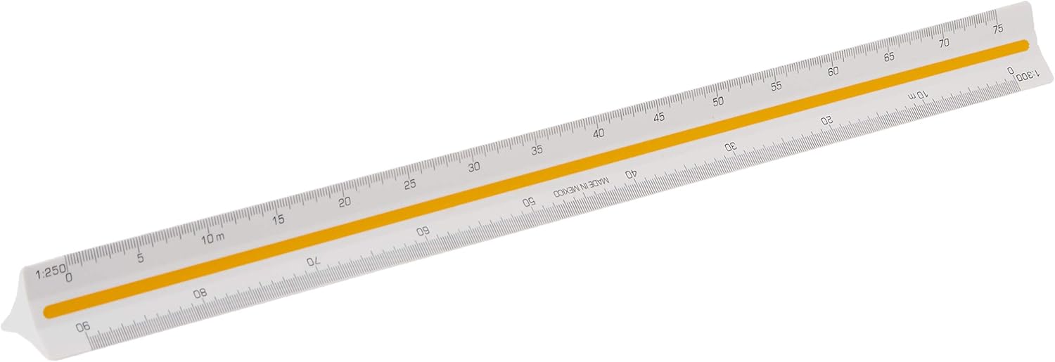 Regle a echelles maped abs 1couleur sur chaque face etui de protection 1/20 - 1/25 - 1/50 - 1/75 - 1/100 - 1/125