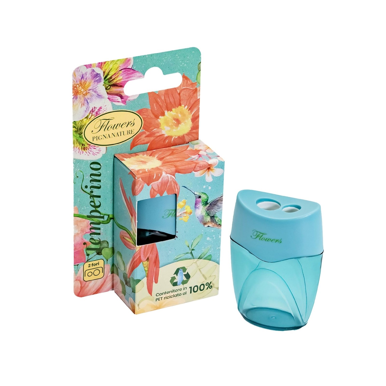 Taille crayon Pigna Blister NATURE FLOWERS 2 trous avec réservoir à un seul paquet