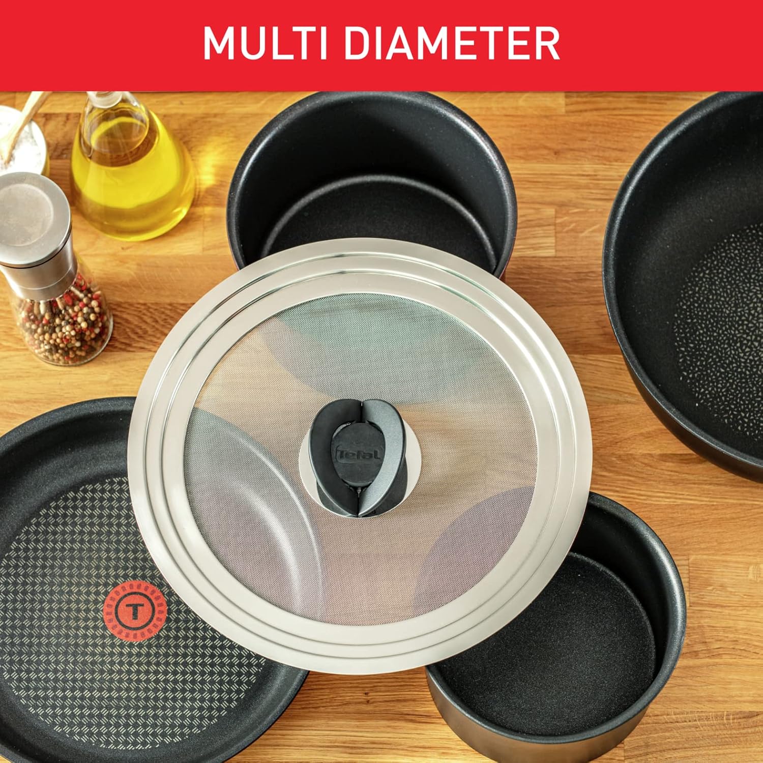 Tefal Couvercle Anti-Projection Ingenio - INOX - 24/30 cm 