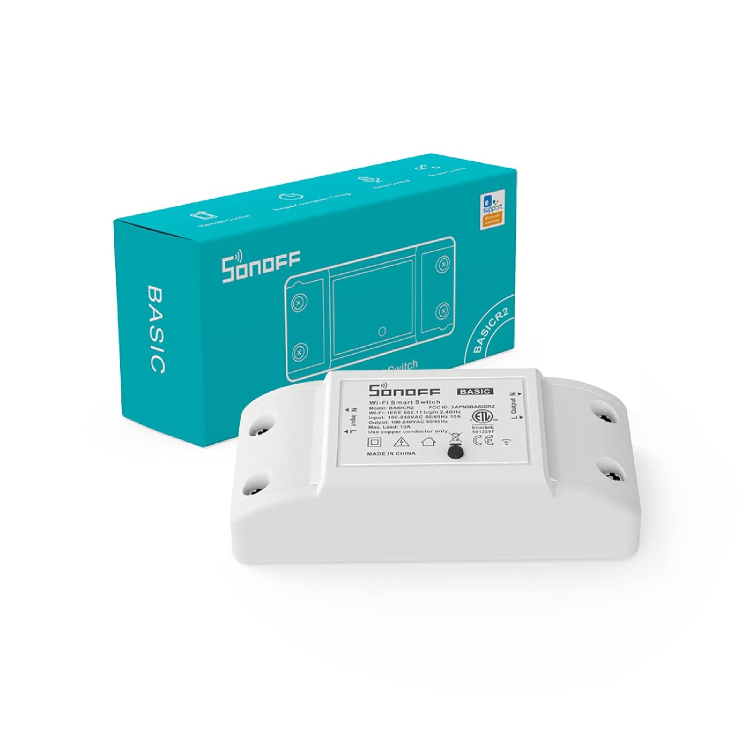 SONOFF BASIC R2 Interrupteur Connecté WiFi, Commutateur Intelligent Compatible avec Alexa/Google Home,