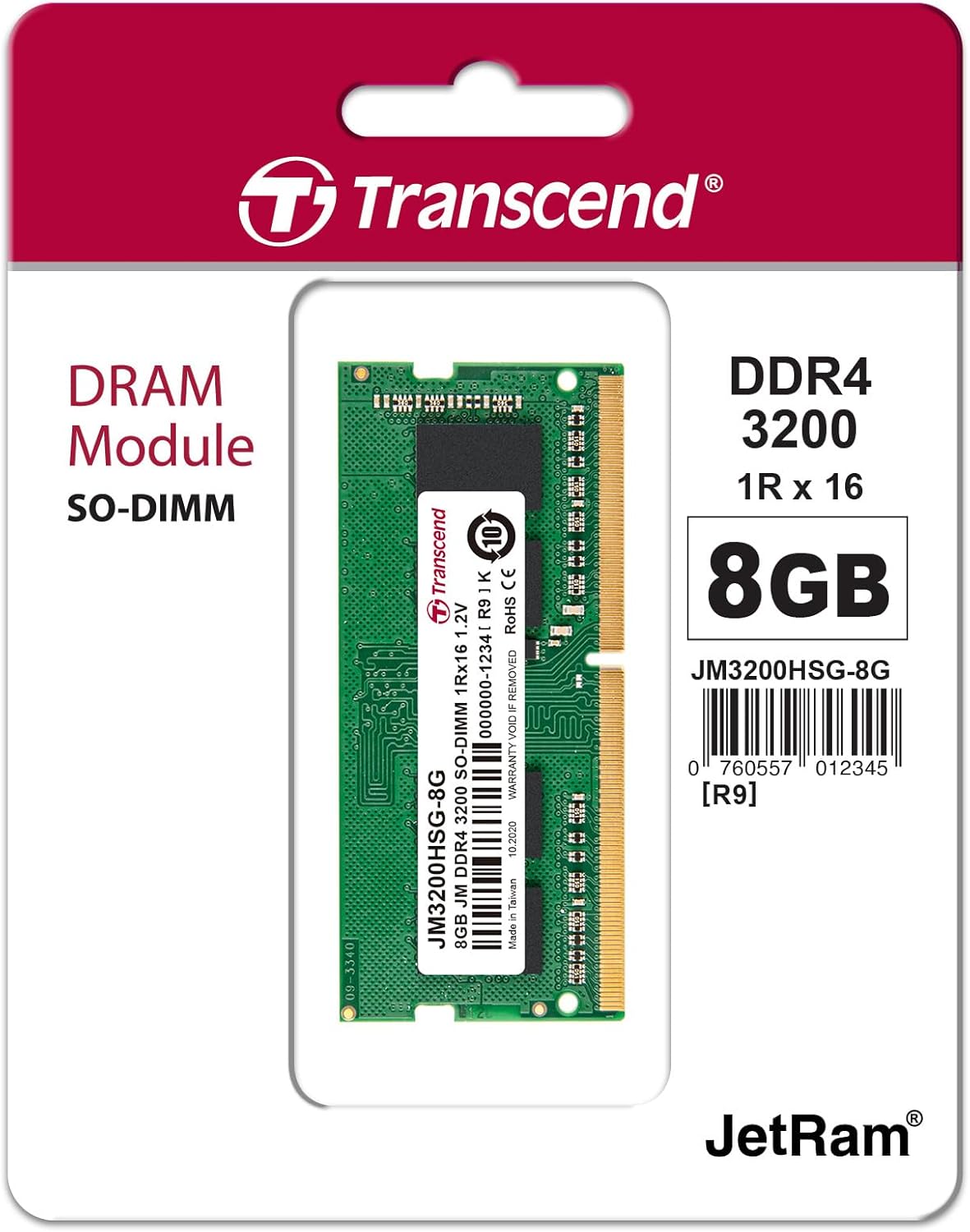 Transcend JM3200HSB-8G – Mémoire DDR4 SO-DIMM 8 Go 3200 MHz