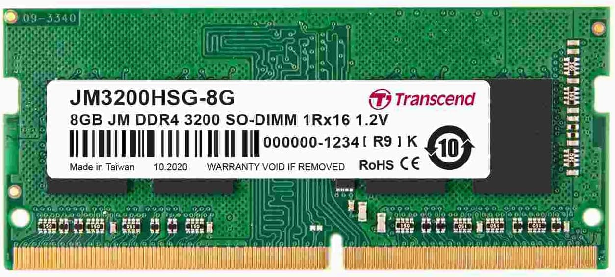 Mémoire RAM Transcend JetRam DDR4 8 Go 3200 MHz SO-DIMM