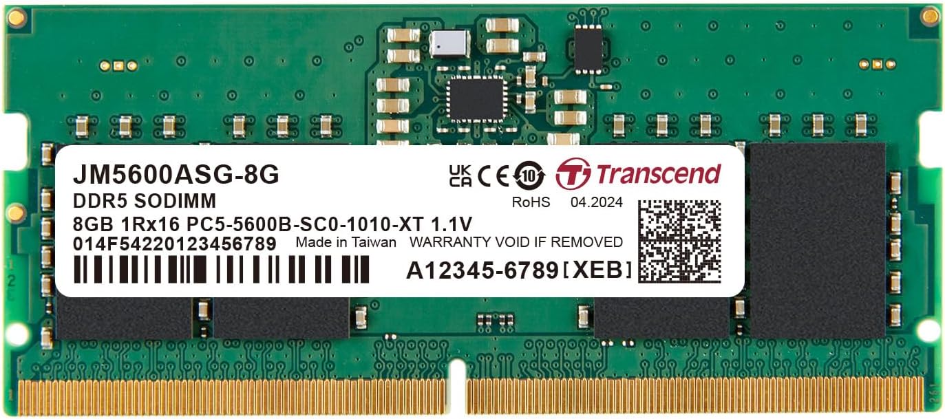 Transcend JM5600ASG-8G – Mémoire DDR5 SO-DIMM 8 Go 5600 MHz