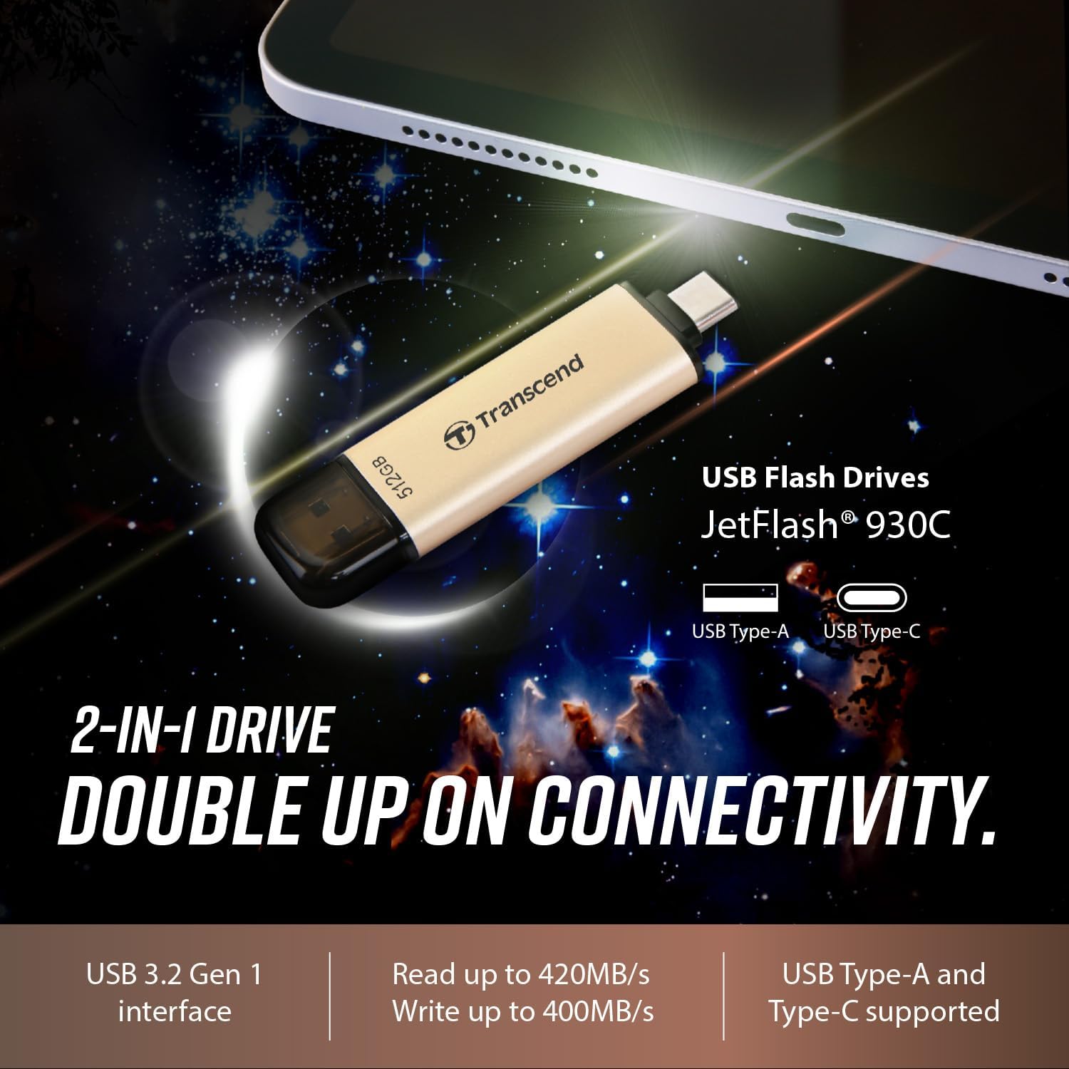 Transcend Clé USB JetFlash 930C 128GB USB 3.2 Gen 1, rose doré - TS128GJF930C