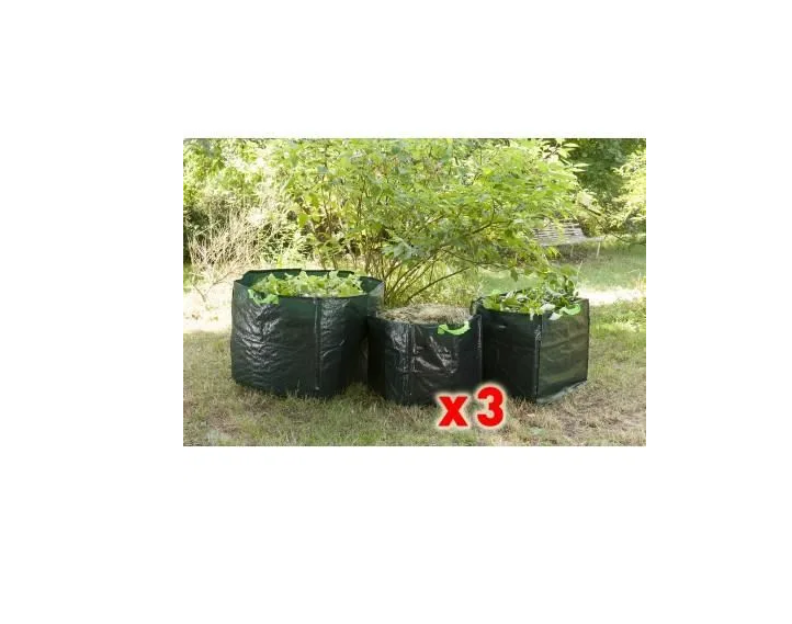  Sac de jardin - Lot de 3 - Noir - 70L, 100L, 170L - Polyéthylène tressé - Haute résistance