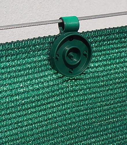  20 clips de fixation traités anti-UV pour brise vue de 90 à 350g/m2 (Vert)