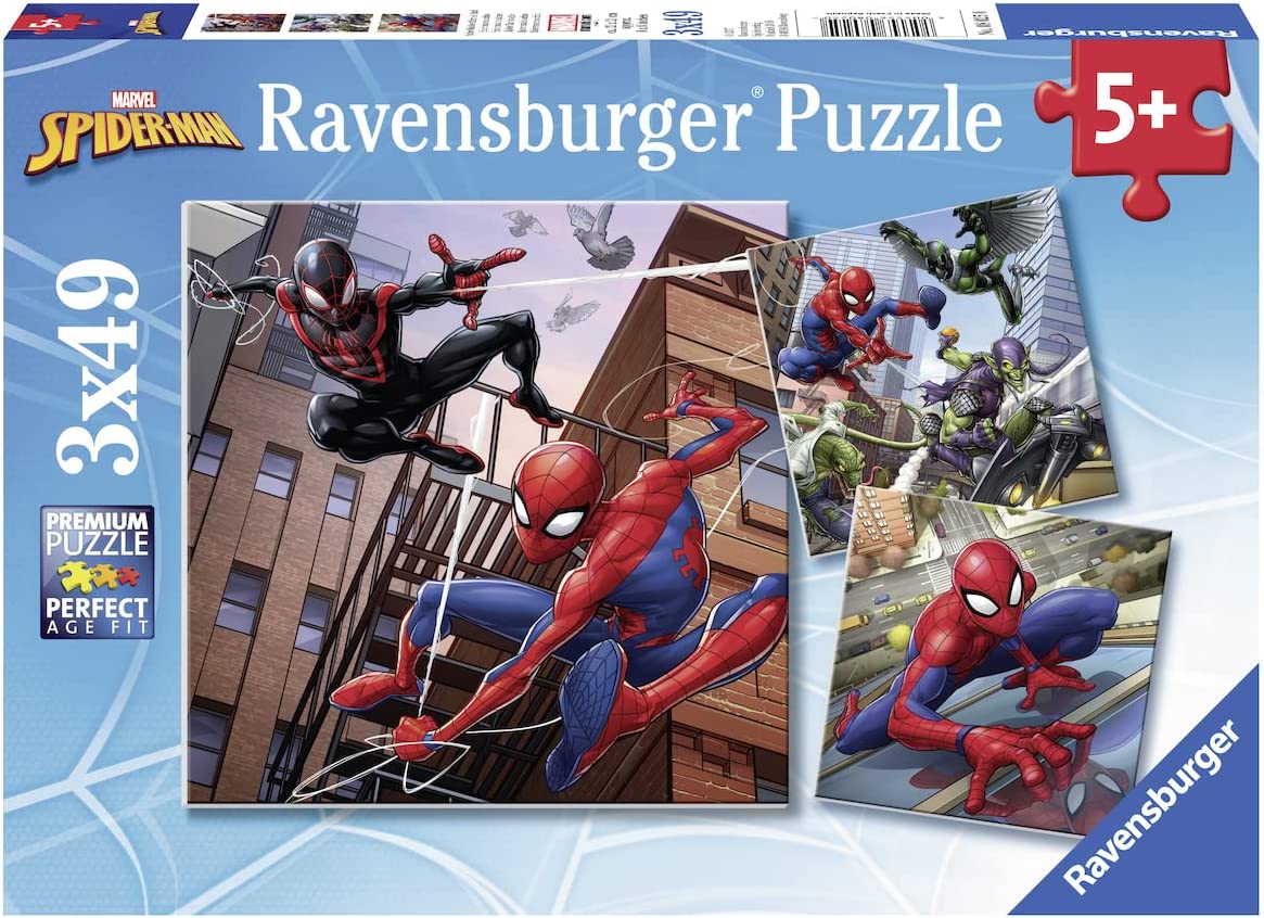Ravensburger - Puzzle Enfant - Puzzles 3x49 p - Spider-man en action - Marvel spider-man - Dès 5 ans - 08025
