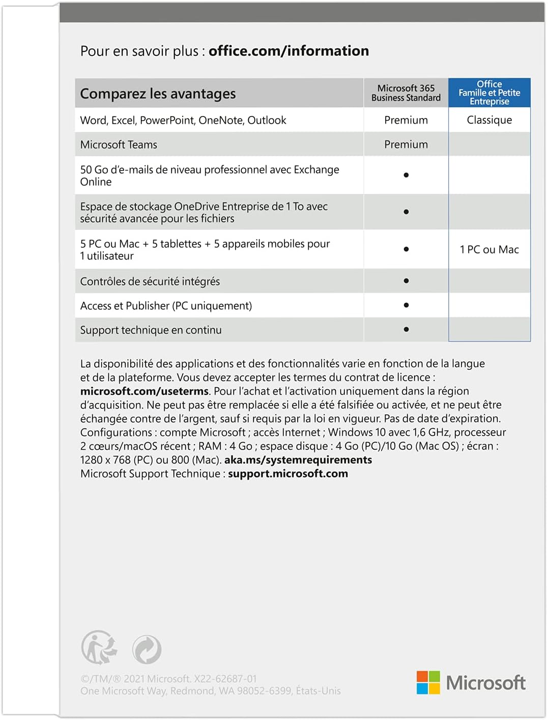 Office Famille et Petite Entreprise 2021 | Achat définitif​ | 1 PC ou MAC | Box