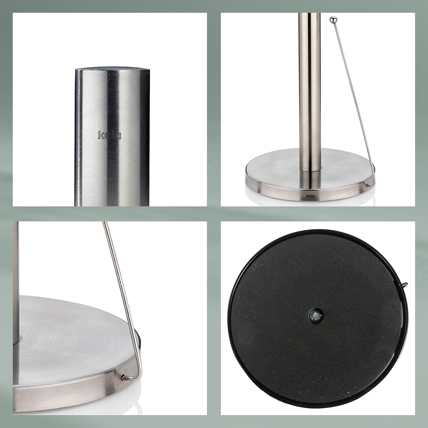 kela Porte-Rouleau de Cuisine Vertical, également pour Rouleaux épais, Porte-Rouleau de Papier Hauteur 33,5 cm, Rollo, Acier Inoxydable Mat