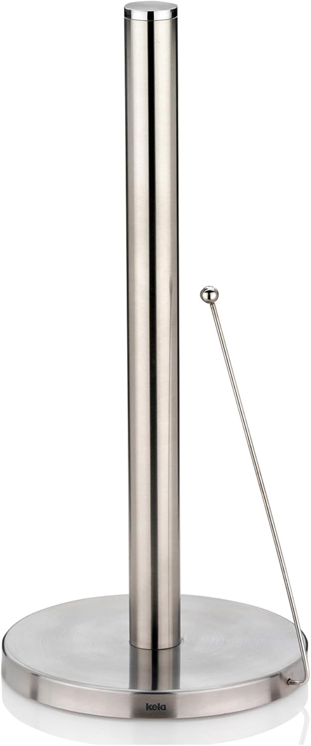 kela Porte-Rouleau de Cuisine Vertical, également pour Rouleaux épais, Porte-Rouleau de Papier Hauteur 33,5 cm, Rollo, Acier Inoxydable Mat