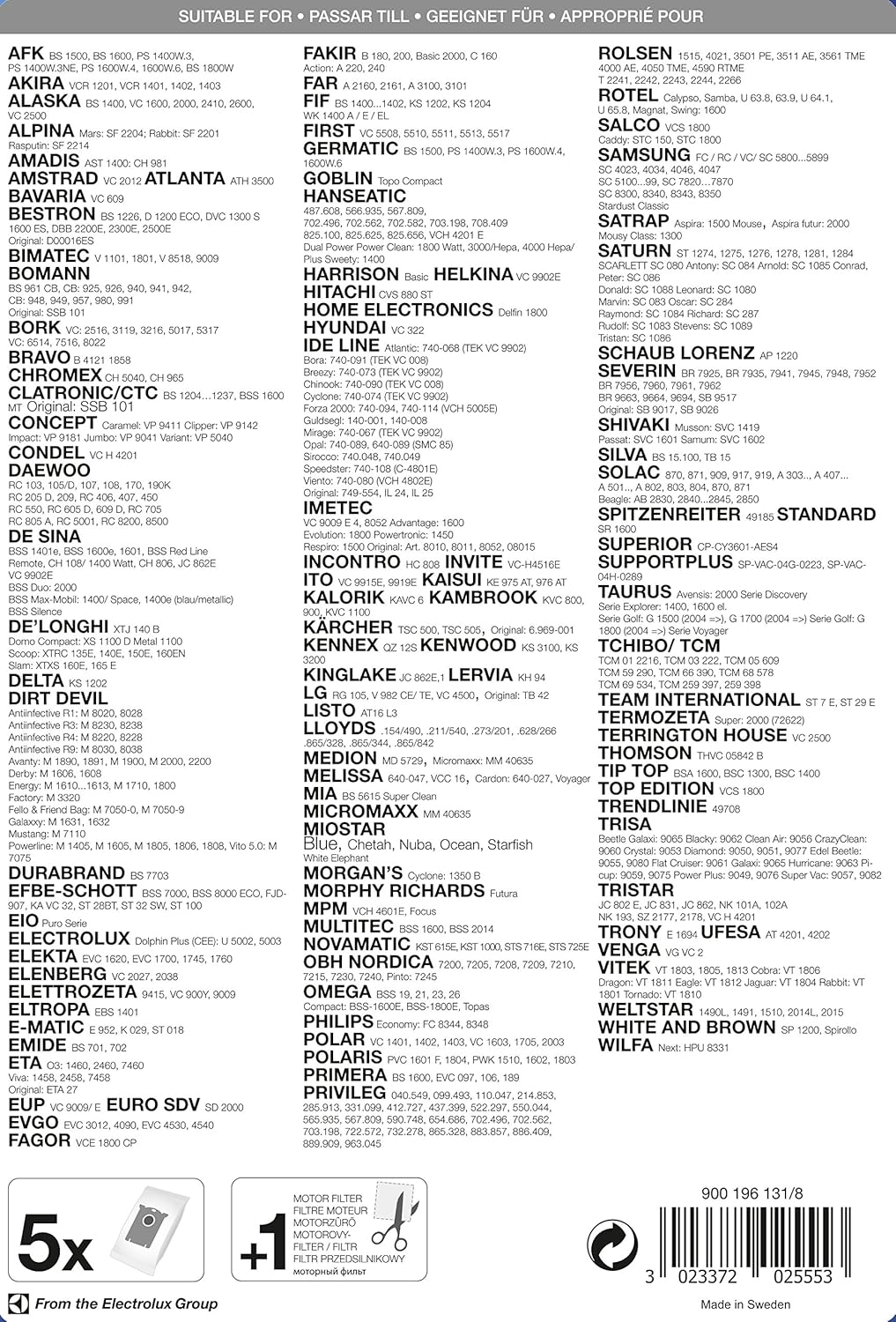 Sac aspirateur - Menalux - 9001961318 - Lot de 5 sacs - Compatible Dirt Devil, LG, Hanseatic - Haute qualité