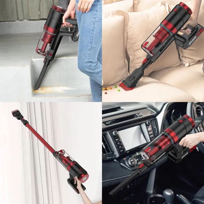Vistefly VXR- aspirateur balai sans fil puissant-sans sac -26KPa-autonome 50 minutes -3 vitesses-silencieux-ultra léger