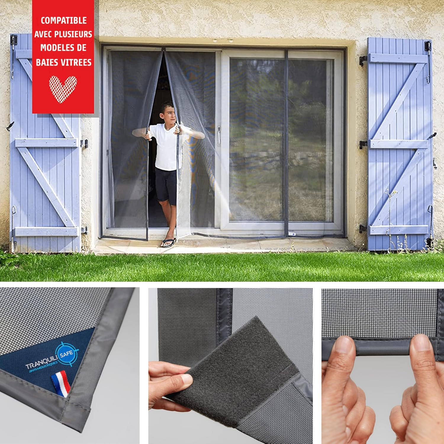 MOUSTIQUAIRE AJUSTABLE BAIE VITREE 2 OUVERTURE (L180 - H216/224)