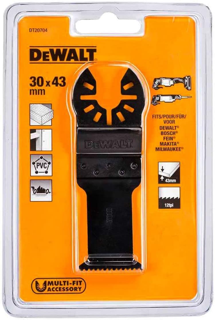 Lame DEWALT 30X43MM BIM pour Multi-Cutter - DT20704 - Bois, Plaques de plâtre, PVC 