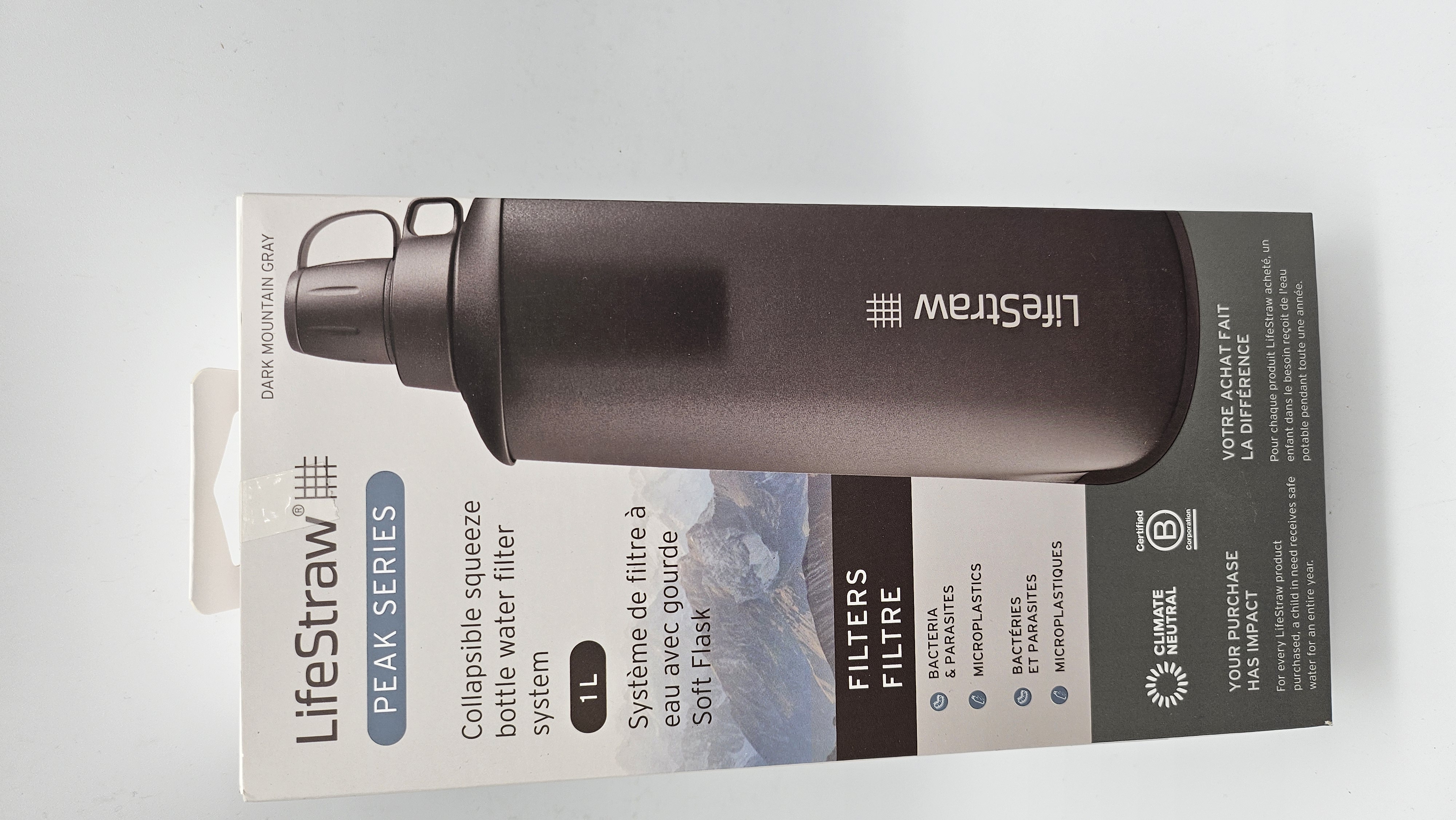 Gourde filtrante LifeStraw Flex Basic Peak Series 1 L grise