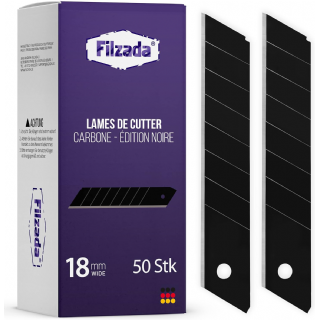 Filzada® 50x Lame Cutter 18mm - Lame de cutter noir - résistant et ultra pointu - Lames de rechange pour couteaux