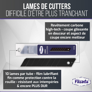 Filzada® 50x Lame Cutter 18mm - Lame de cutter noir - résistant et ultra pointu - Lames de rechange pour couteaux