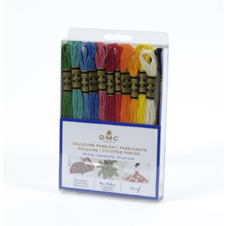 Pack de 12 échevettes fils à broder moulinés DMC - Couleurs passion