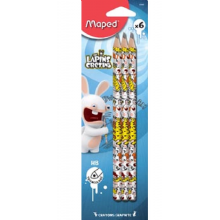 Maped 850045/m85055 Motif de 6 Crayon crétins avec gomme, carte blister