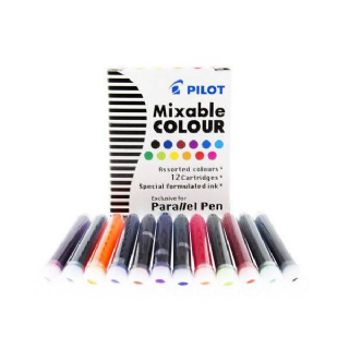 Lots de 12 cartouches d'encre pour stylos Parallel 12 couleurs