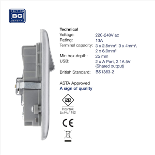 Prise électrique BG, NBS22U3G 