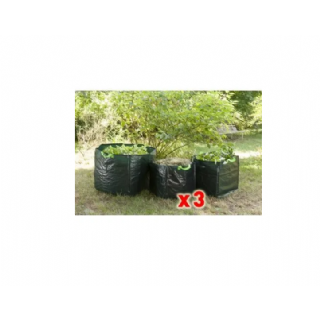  Sac de jardin - Lot de 3 - Noir - 70L, 100L, 170L - Polyéthylène tressé - Haute résistance