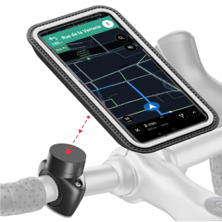 SHAPEHEART innovation française, Support telephone vélo magnétique Pro avec pochette détachable imperméable. Porte téléphone vélo électrique. Support telephone vélo, trottinette, VTT.. Accessoire vélo 