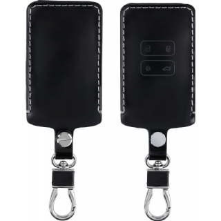 Étui à clés de voiture kwmobile pour clé de voiture Renault Smartkey à 4 boutons (Keyless Go uniquement) - Boîtier de clé de voiture en noir brillant