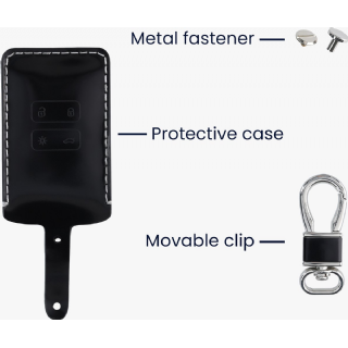 Étui à clés de voiture kwmobile pour clé de voiture Renault Smartkey à 4 boutons (Keyless Go uniquement) - Boîtier de clé de voiture en noir brillant