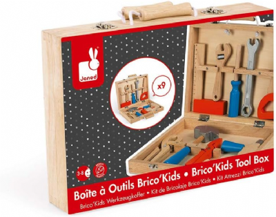 Janod - Boîte à Outils Brico'Kids - Outils de Bricolage en bois Pour Enfant 