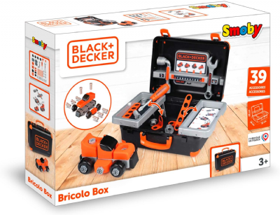Smoby - Black+Decker - Bricolo Box - Mallette à Outils - Jouet Bricolage Enfant - Véhicule à Construire - 360904 