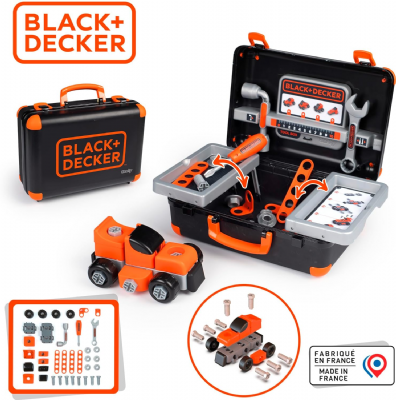 Smoby - Black+Decker - Bricolo Box - Mallette à Outils - Jouet Bricolage Enfant - Véhicule à Construire - 360904 