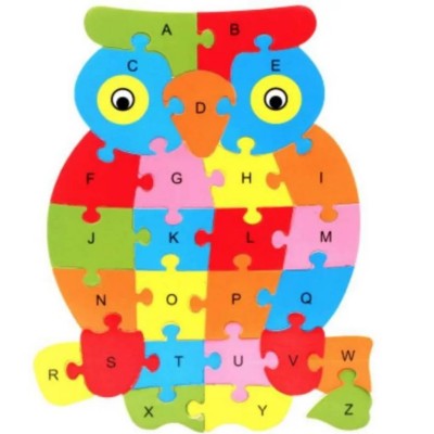Puzzle alphabet en bois enfant 26 pièces Hibou
