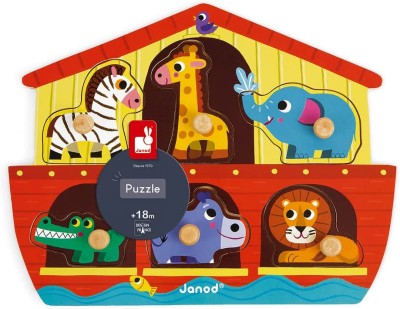 Janod - J07062 - Puzzle à tenons 6 pièces - Arche de Noé (bois) 
