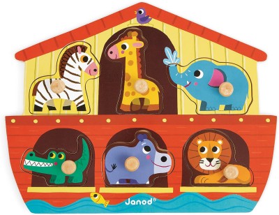Janod - J07062 - Puzzle à tenons 6 pièces - Arche de Noé (bois) 
