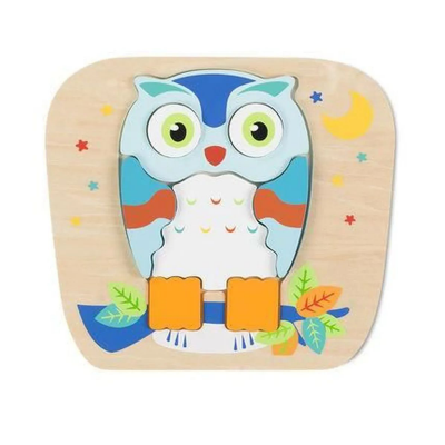 Puzzle educatif en bois 'Hibou' Prémaman - Bleu