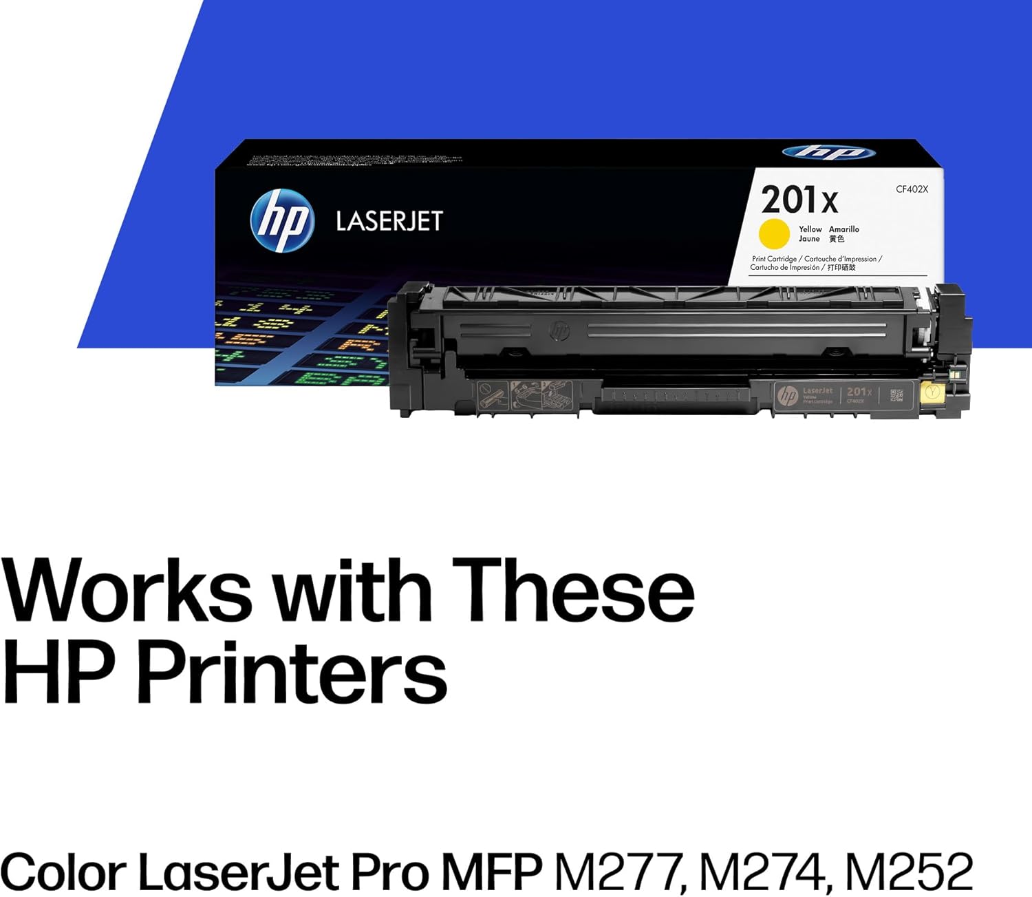 Toner jaune HP 201X CF402X haute capacité pour LaserJet Pro M252 et M277