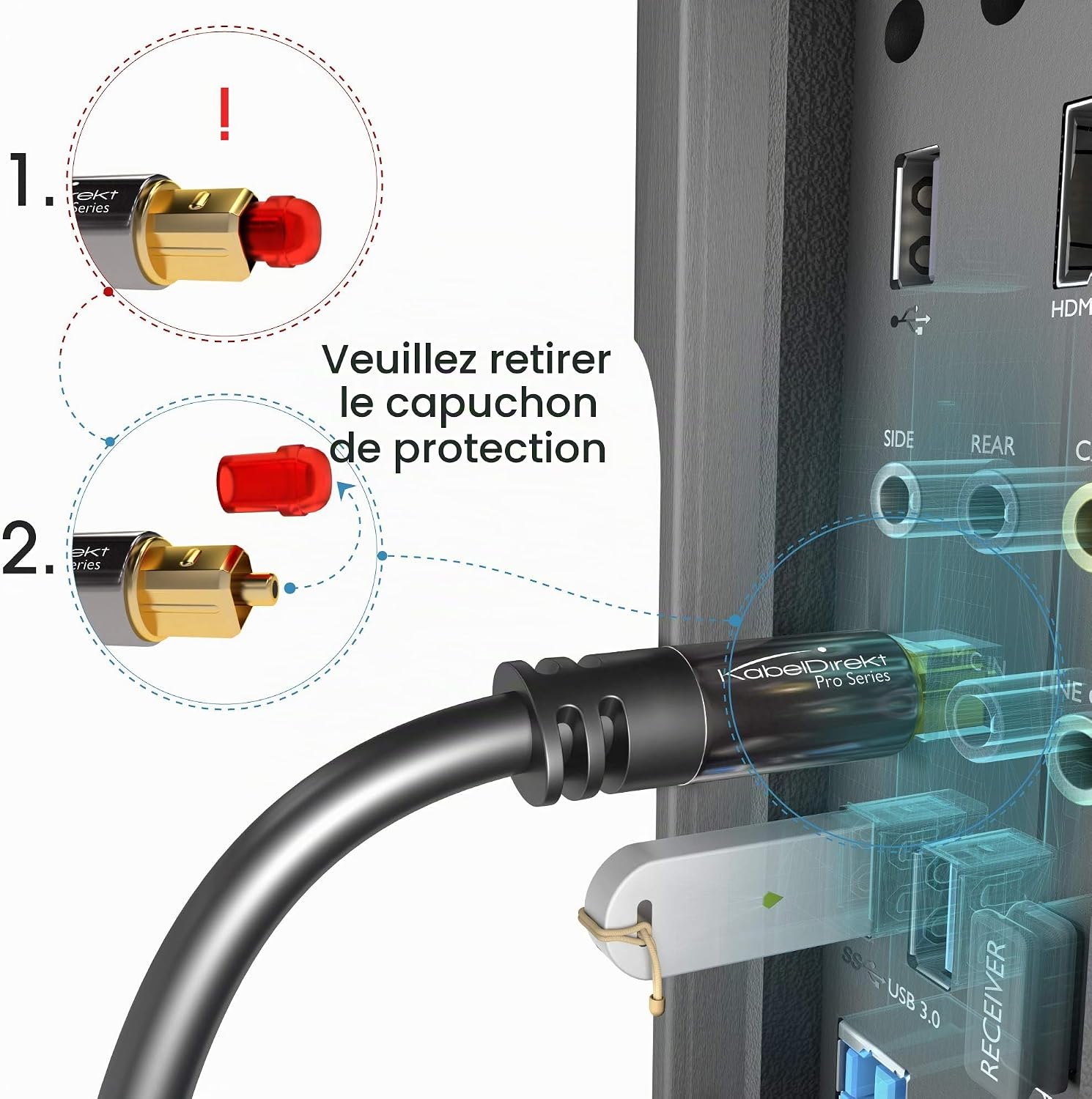 Câble audio optique TOSLINK KabelDirekt 10 m