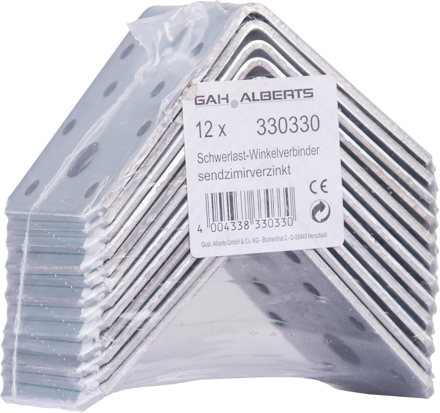  Alberts 330330 Équerre renforcée | galvanisée Sendzimir | 70 x 70 x 55 mm | Set de 12 pièces 