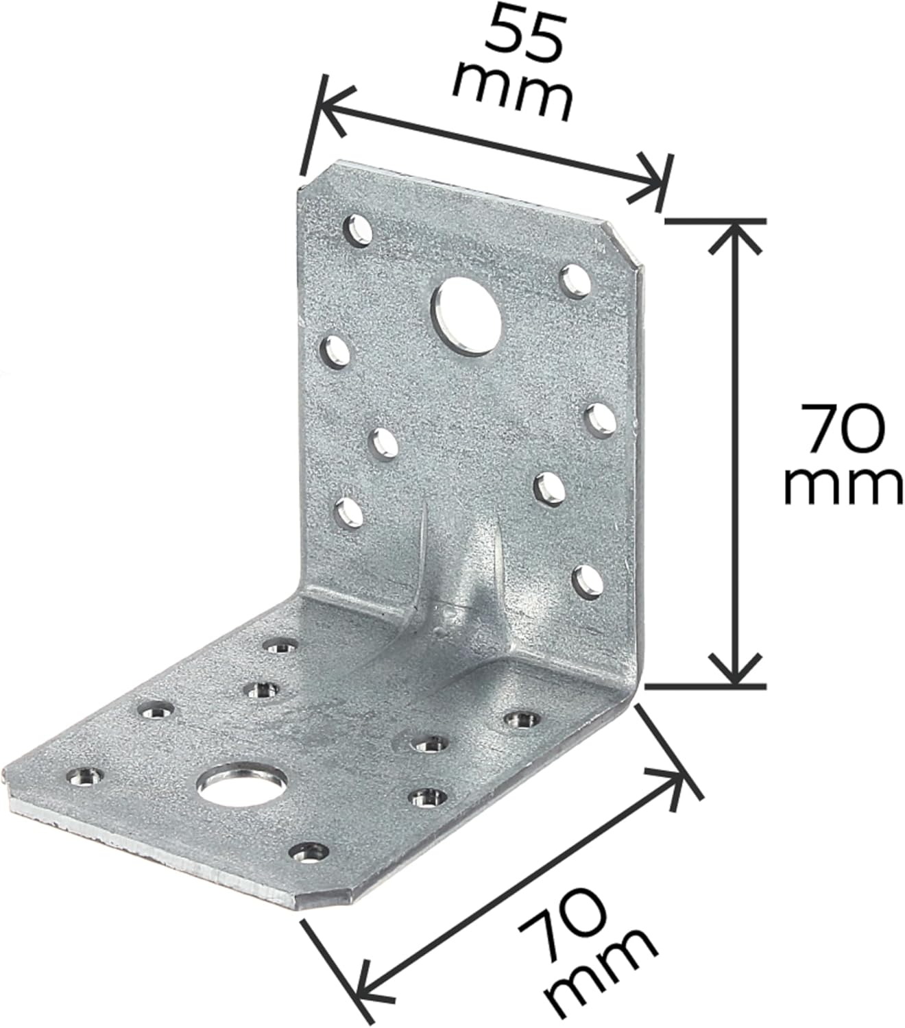  Alberts 330330 Équerre renforcée | galvanisée Sendzimir | 70 x 70 x 55 mm | Set de 12 pièces 