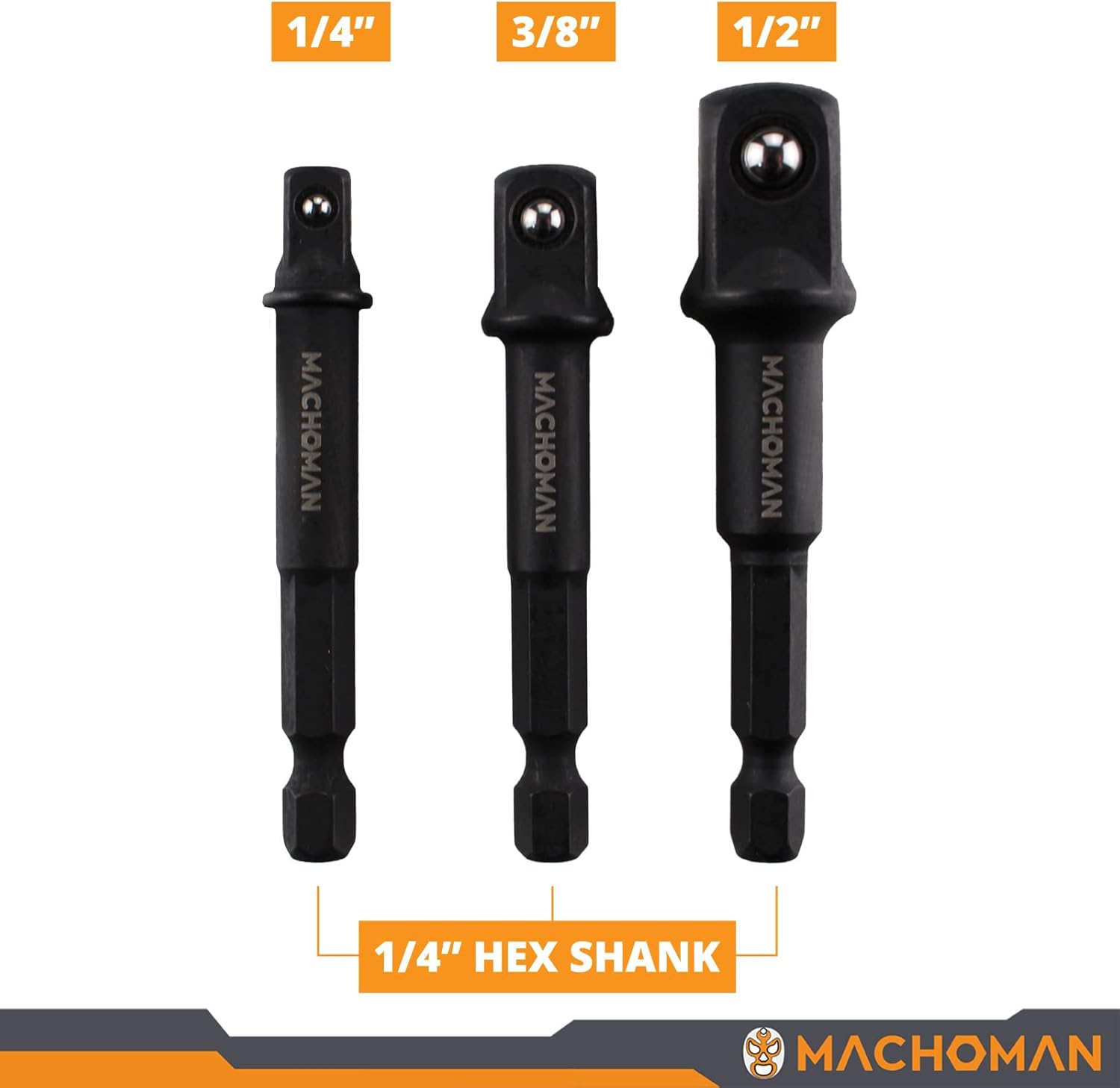 MACHOMAN BEX003 Adaptateurs de douille de qualité impact 3 pièces, entraînement 1/4