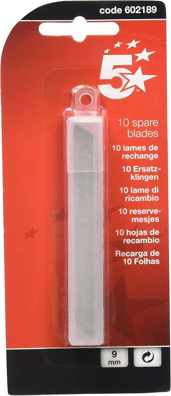 Étui de 10 lames 9 mm pour cutter 5 Étoiles