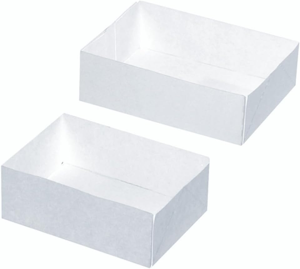PacknWood Lot de 100 boîtes à pâtisserie ouvertes en papier blanc pour pâtisserie, chocolats, fraises, beignets, tartes, gâteaux, muffins et pâtisseries – L : 18 cm x l : 12 cm x H : 5 cm