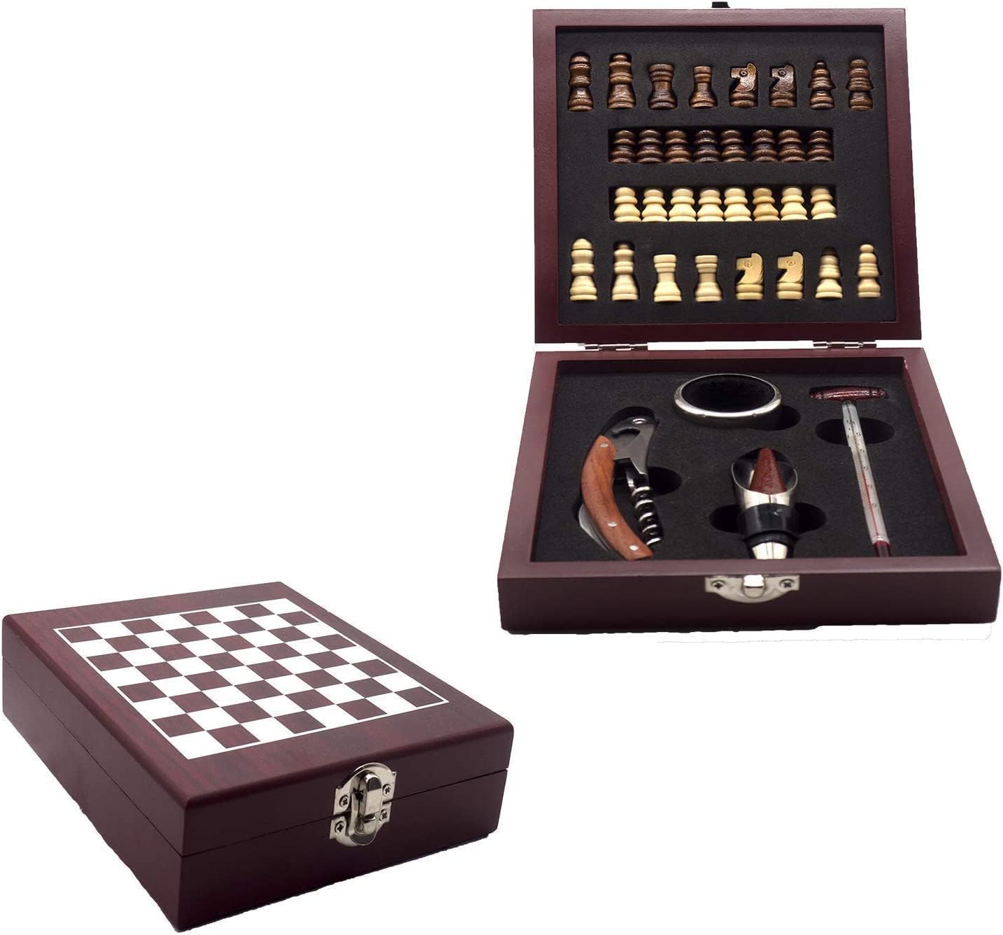Ensemble 37 Pièces Accessoires à Vin et Échecs